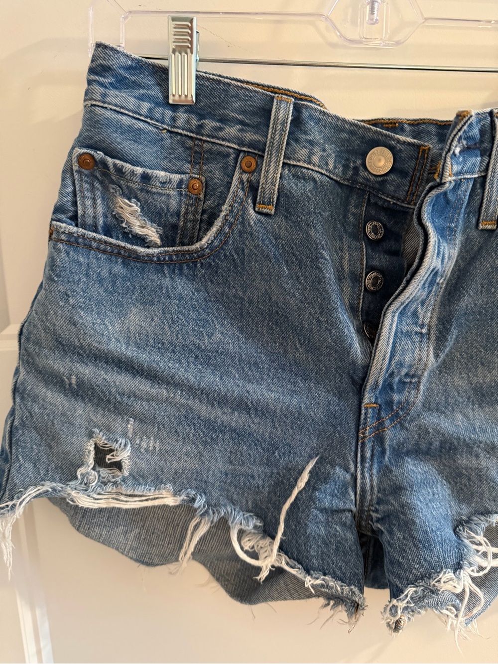 Levi Distressed Denim Shorts - Blue